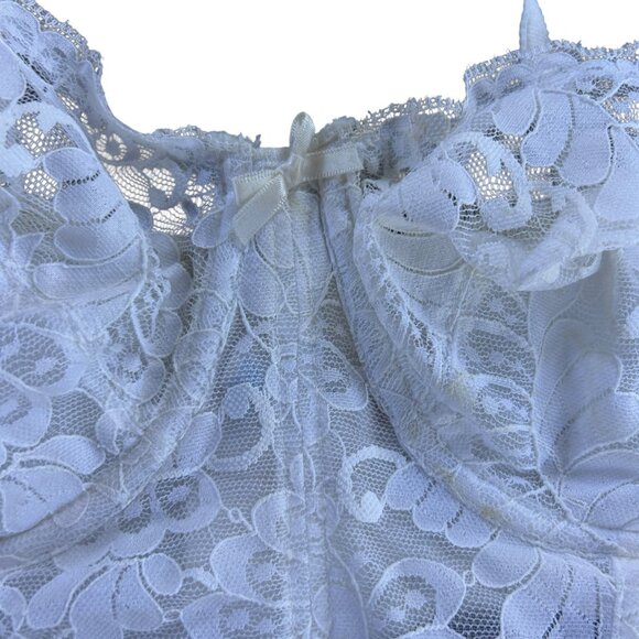 Warners 80s Prelude White Longline Lace Bra Size 34D - Picture 5 of 9